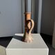 Large antique handmade stoneware candlestick H20