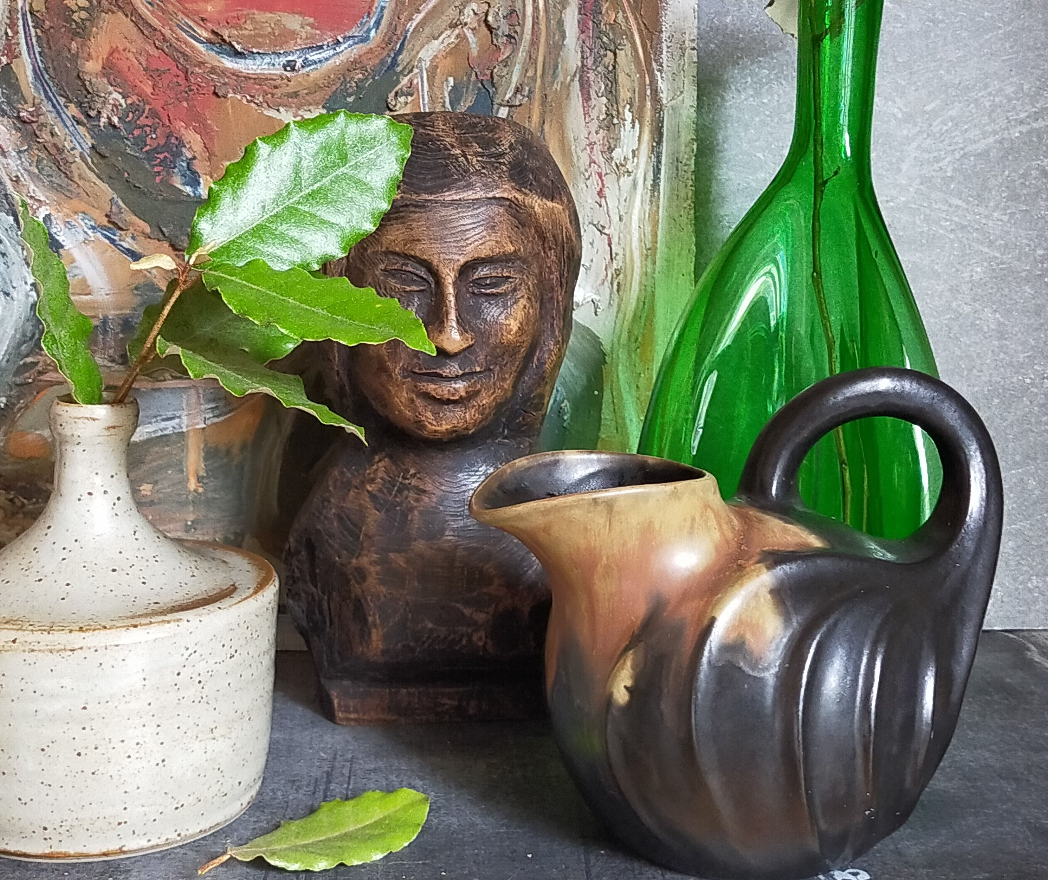 French Ceramic pitcher Art-Nouveau early twentieth