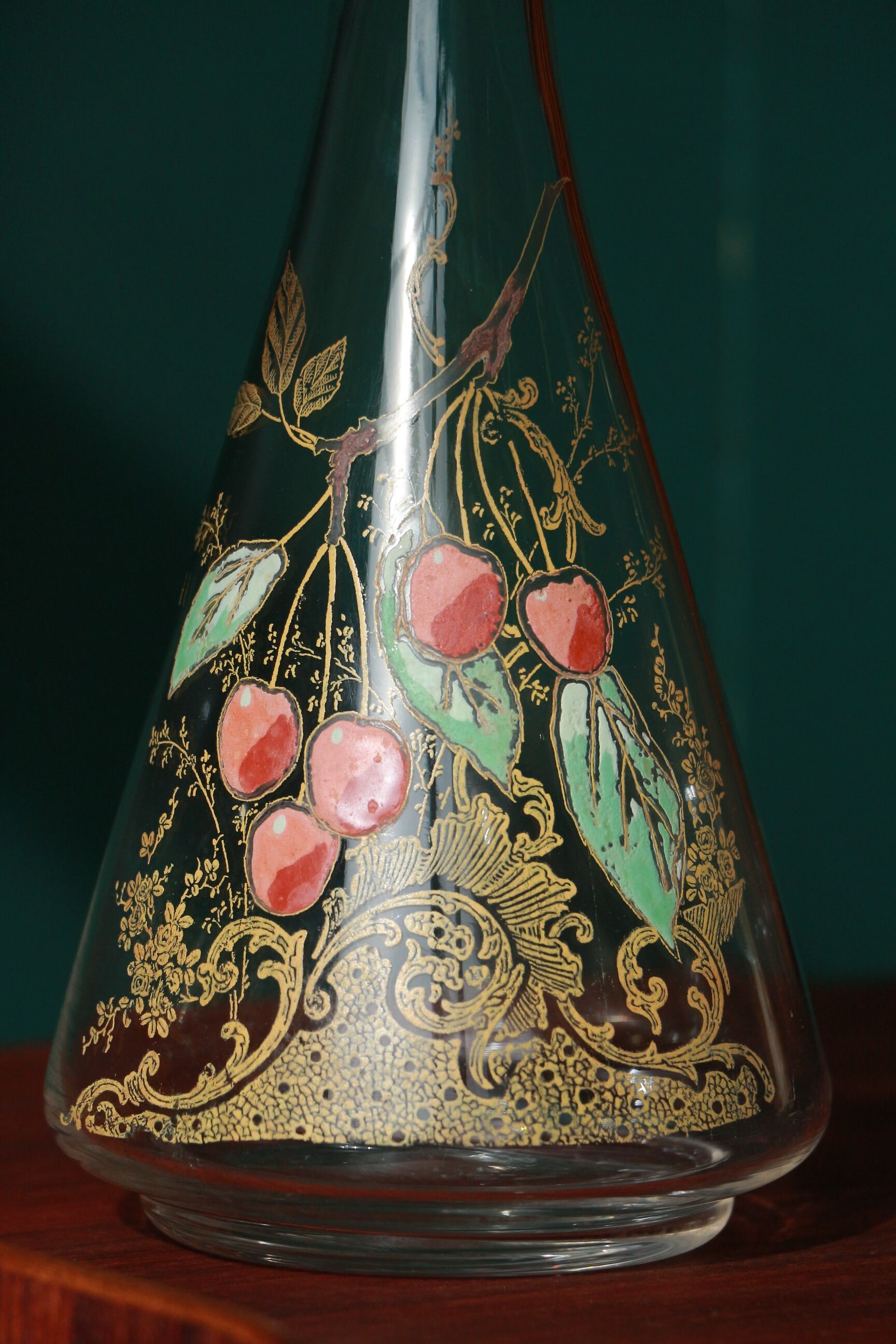 Liquor decanter - cherry decoration - art nouveau - Legras