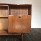 Row / teak, part glass, Mid century Scandinavian buffet
