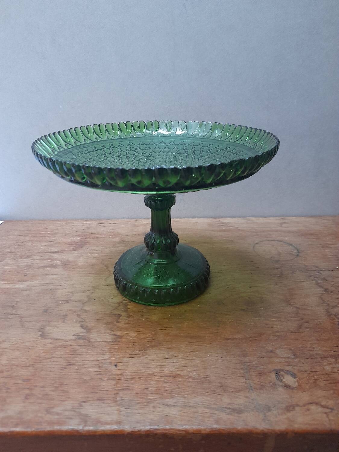 Chiseled glass footed dish