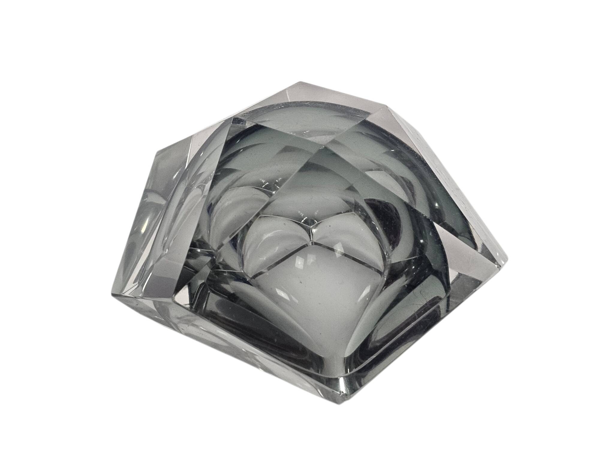 Murano - Flavio Poli - Seguso - Sommerso - Ashtray - clear glass - grey