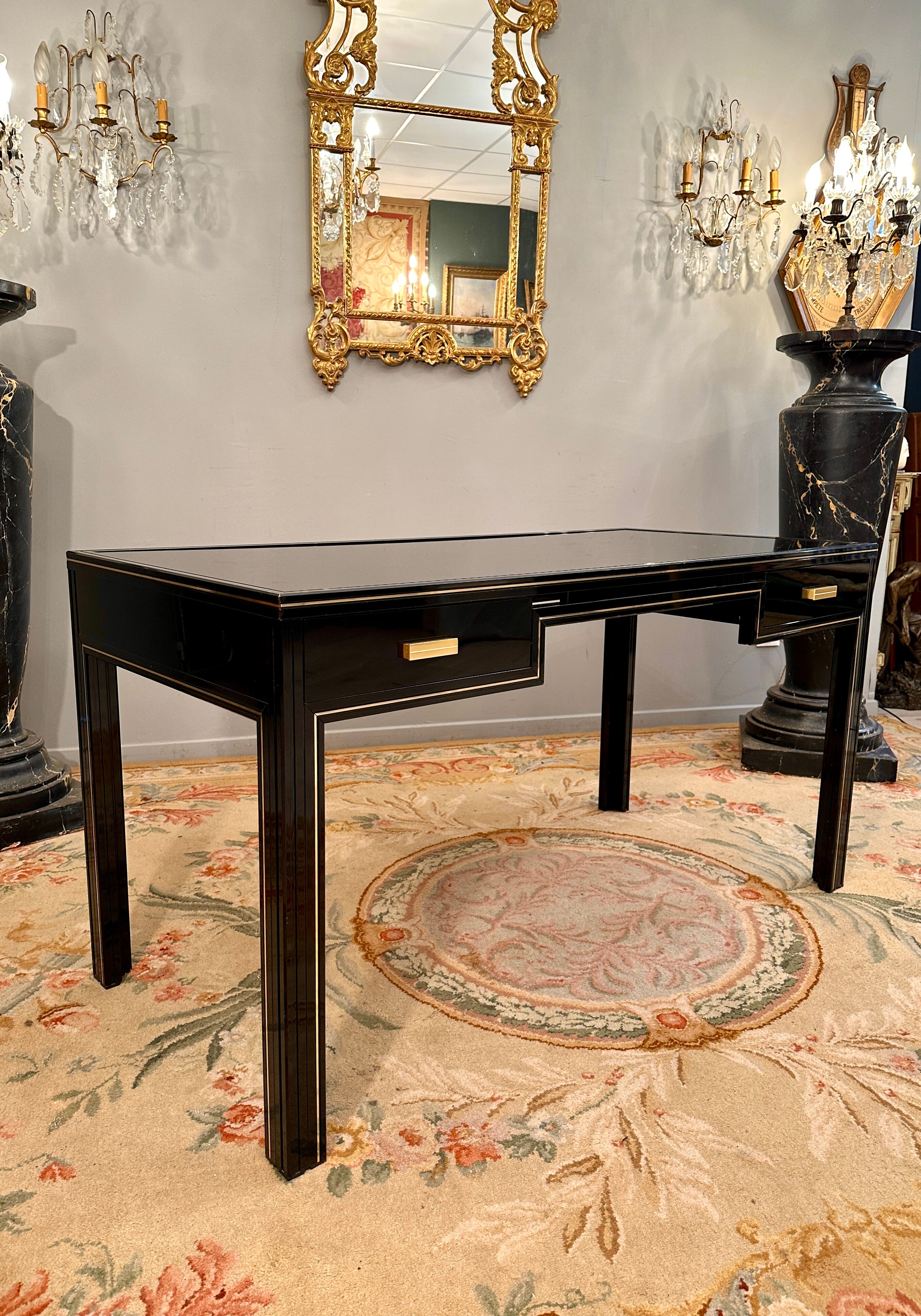 Black lacquered office by Pierre vandel Paris circa 1970
