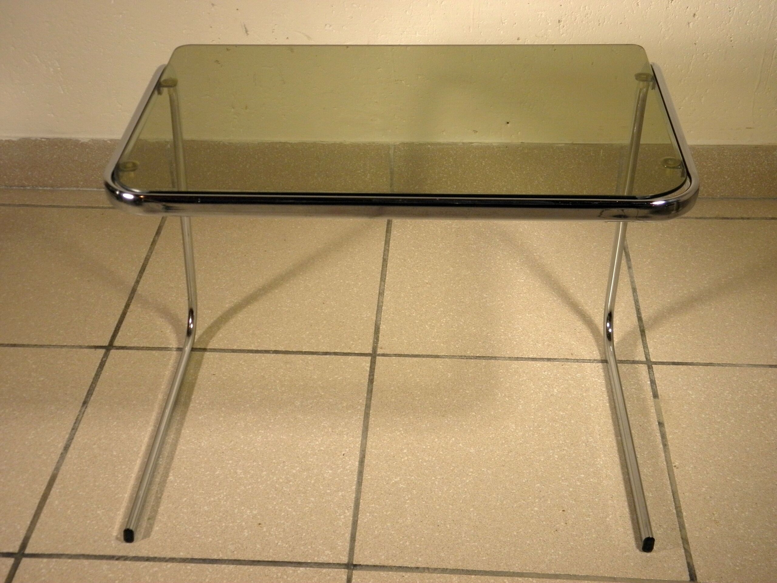 Coffee table glass and chrome 1970