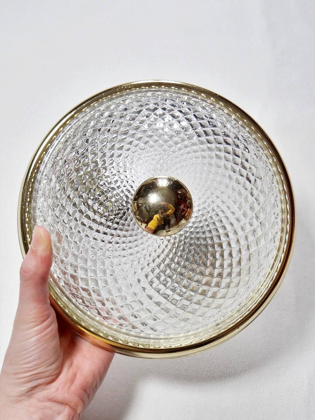 Vintage glass and gold metal globe ceiling light