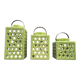 Set trio decorative lanterns design ceramic enamelled cracked glaze