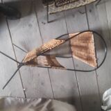 vintage RATTAN metal nightstand