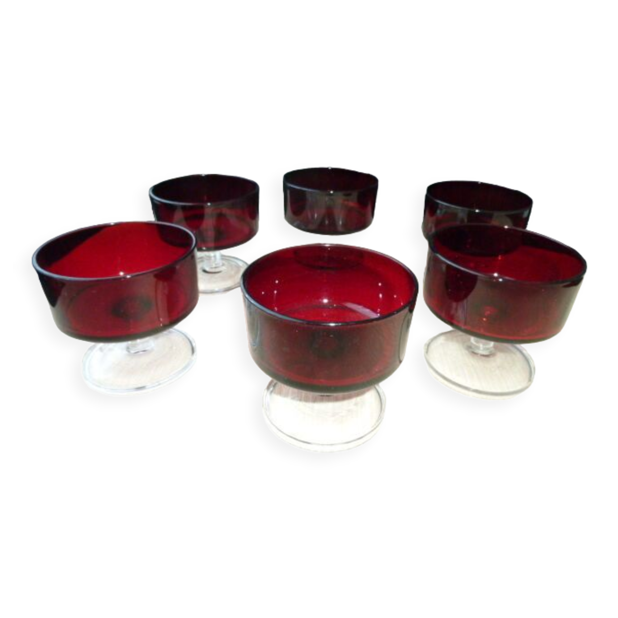 6 coupes à champagne, Année 1970 Verre