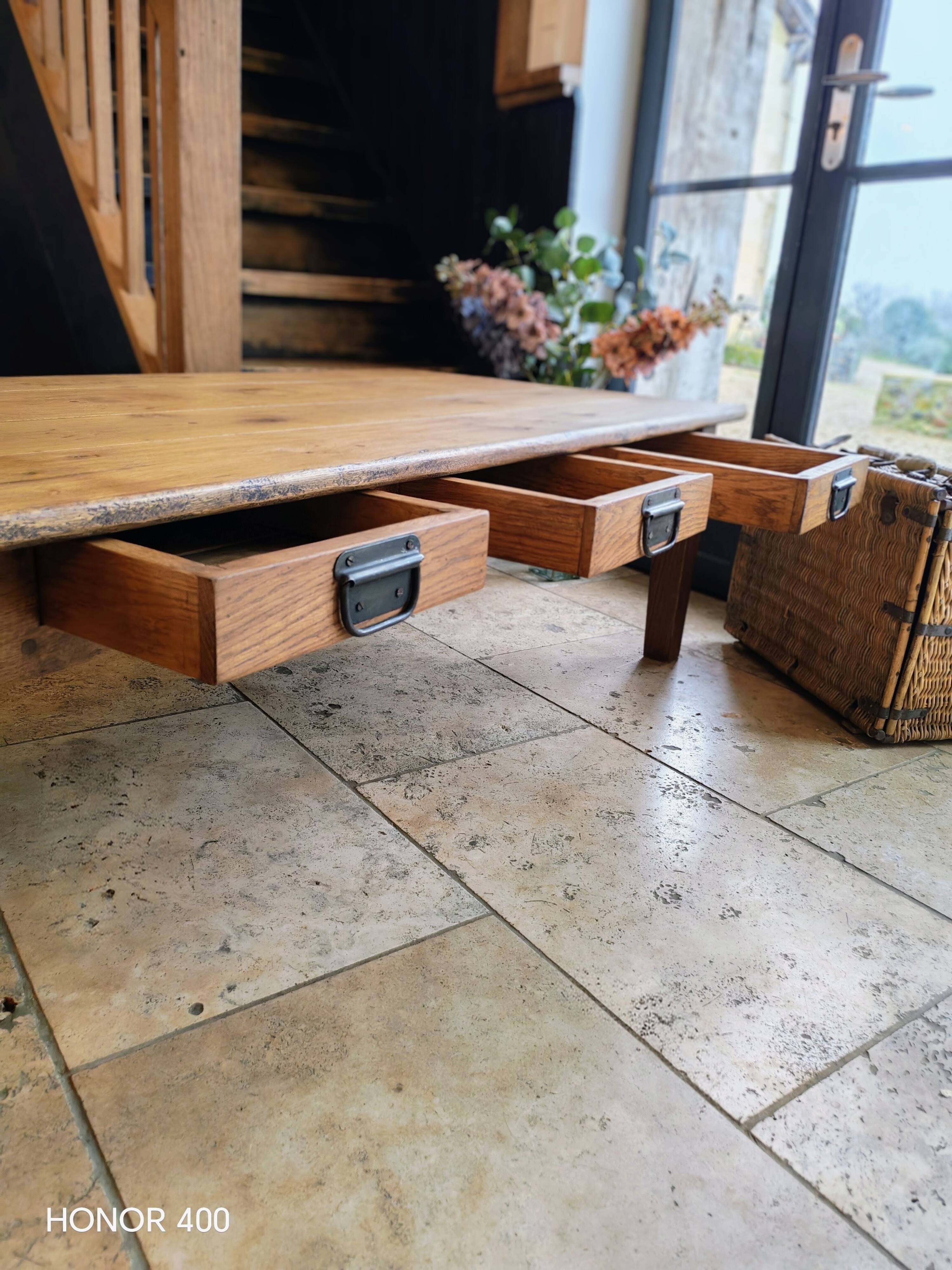 Solid oak coffee table