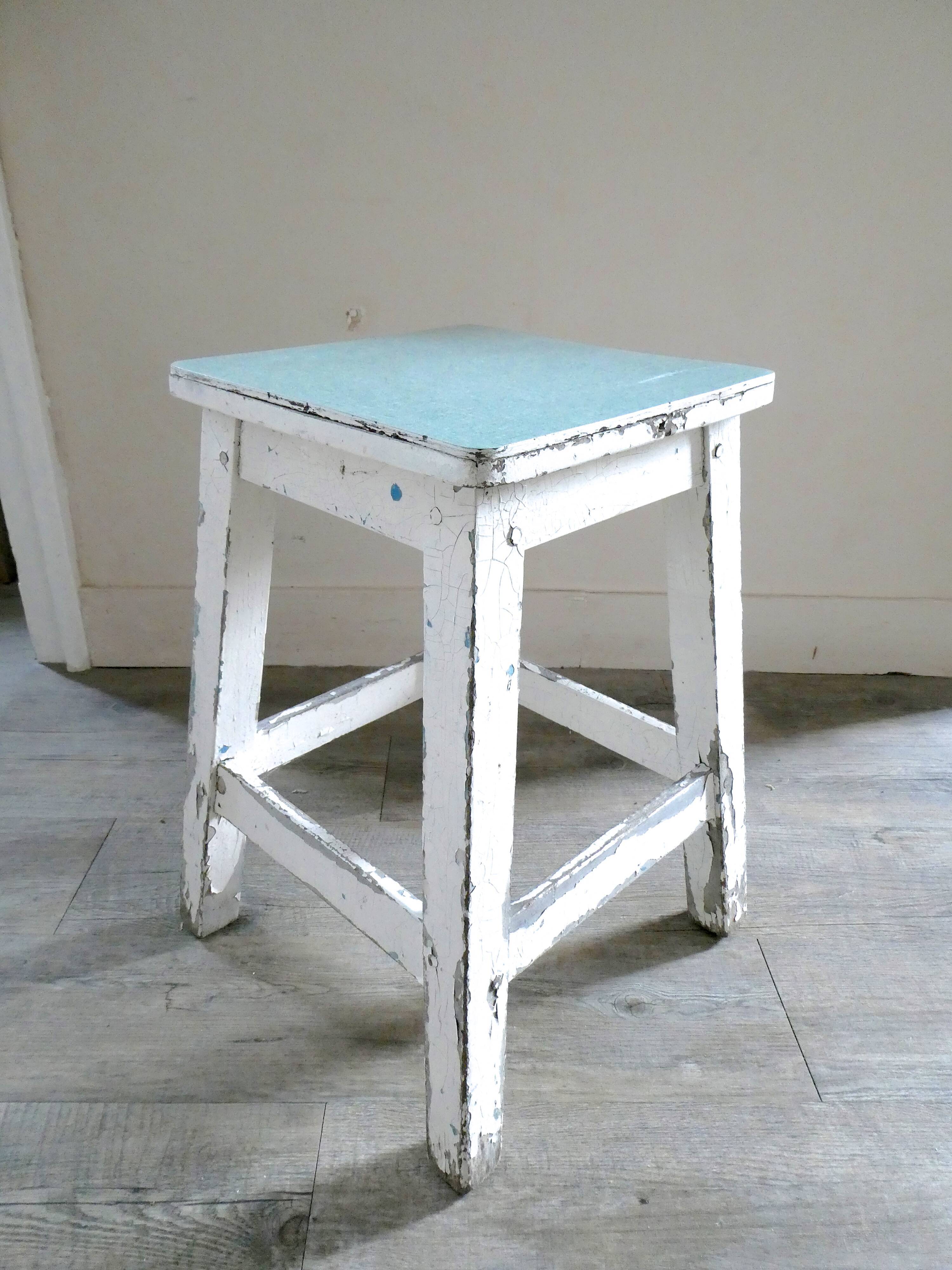 Stool with formica seat Mint green, years 50