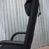 Fauteuil par Burkhard Vogtherr par Arflex vintage Black Canvas  T-Line 1984