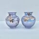 Paire de petits vases art nouveau decor floral émaillé