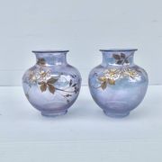 Paire de petits vases art nouveau decor floral émaillé