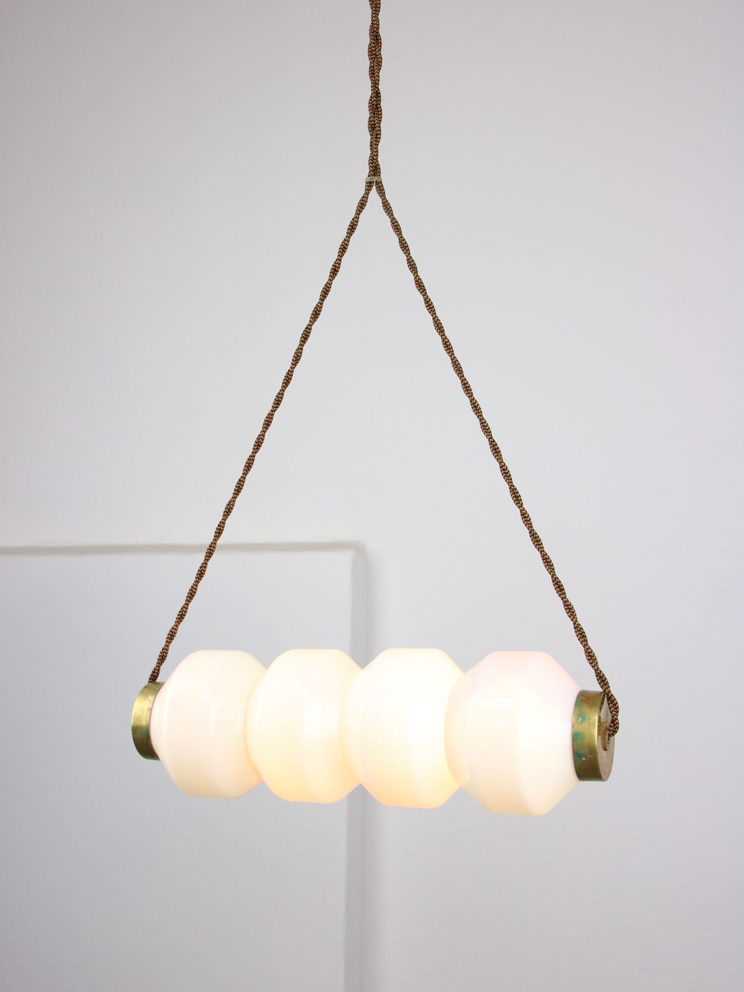 Mid-century opaline & brass pendant lamp