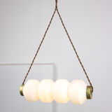 Mid-century opaline & brass pendant lamp