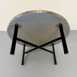 Antique stone and metal coffee table, vintage 70s design