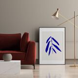 Blue botanical illustration giclee print, 50x70