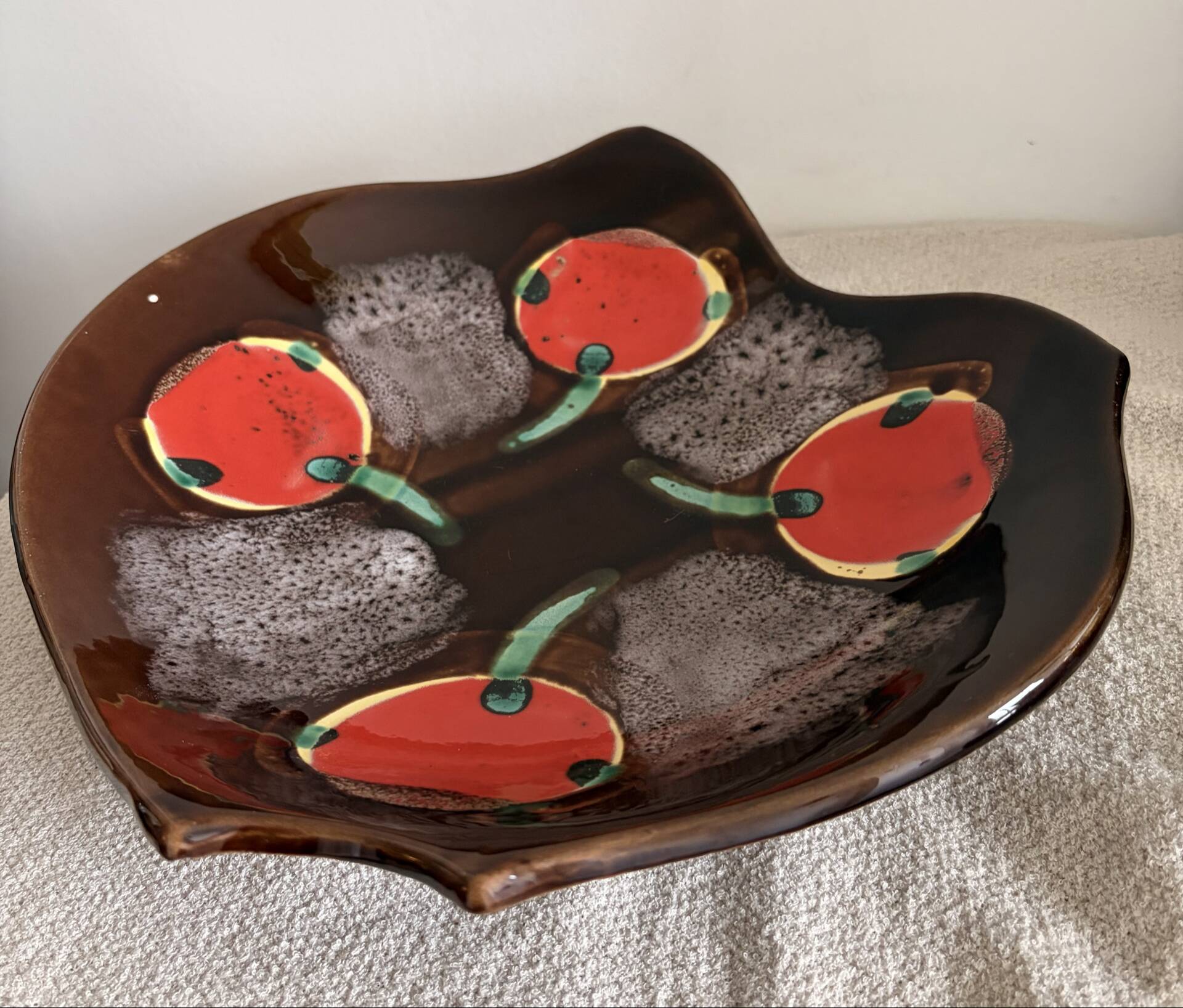 Vintage Mid-Century Ceramic "Forme Libre" Centerpiece Bowl by Vercor,