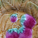 dish and plates barbotine fruits Sarreguemines