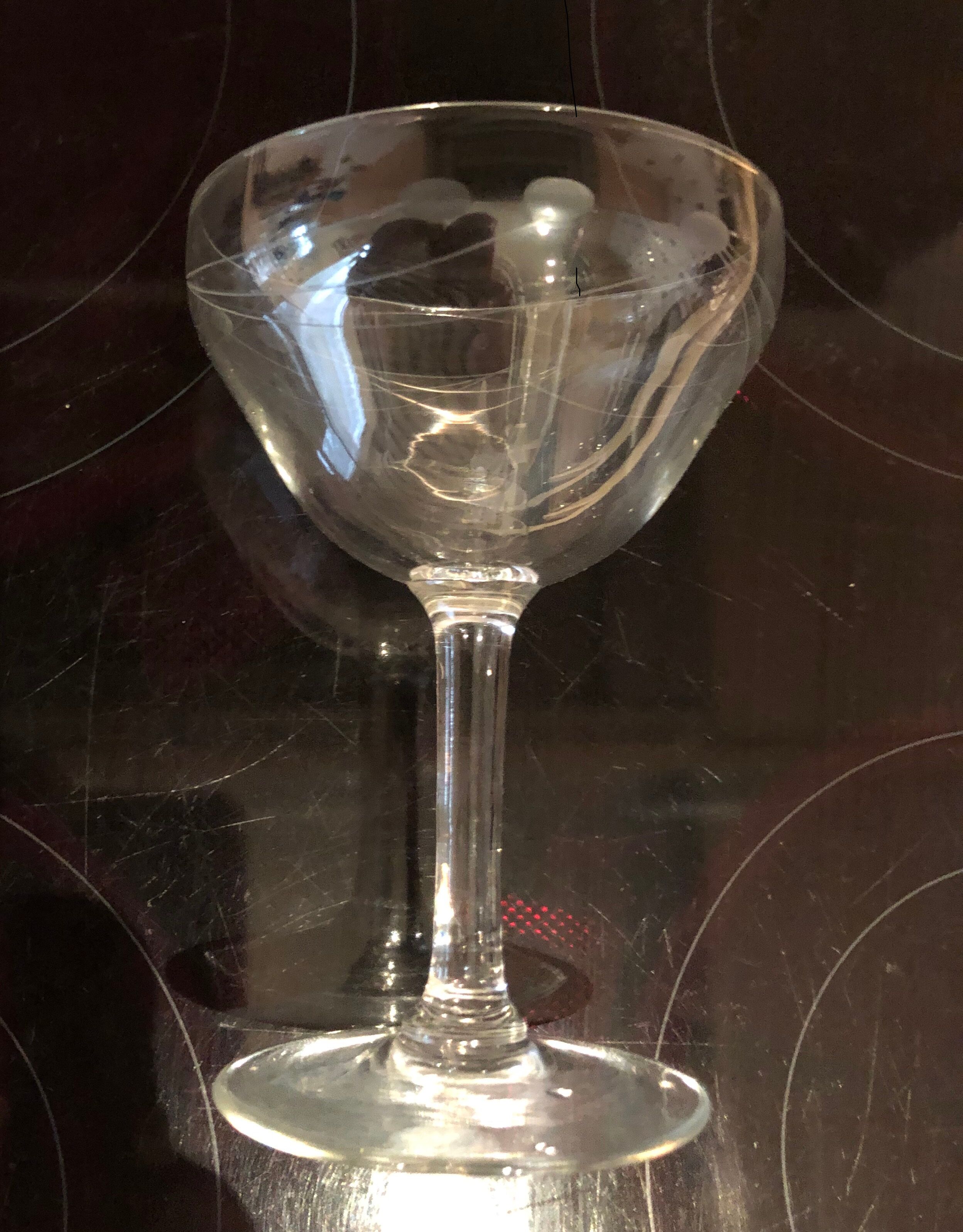 Set of six crystal cups