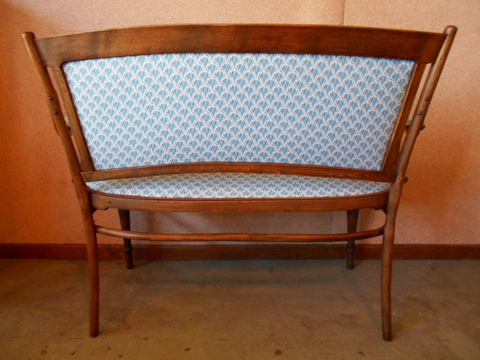 Curved wooden bench