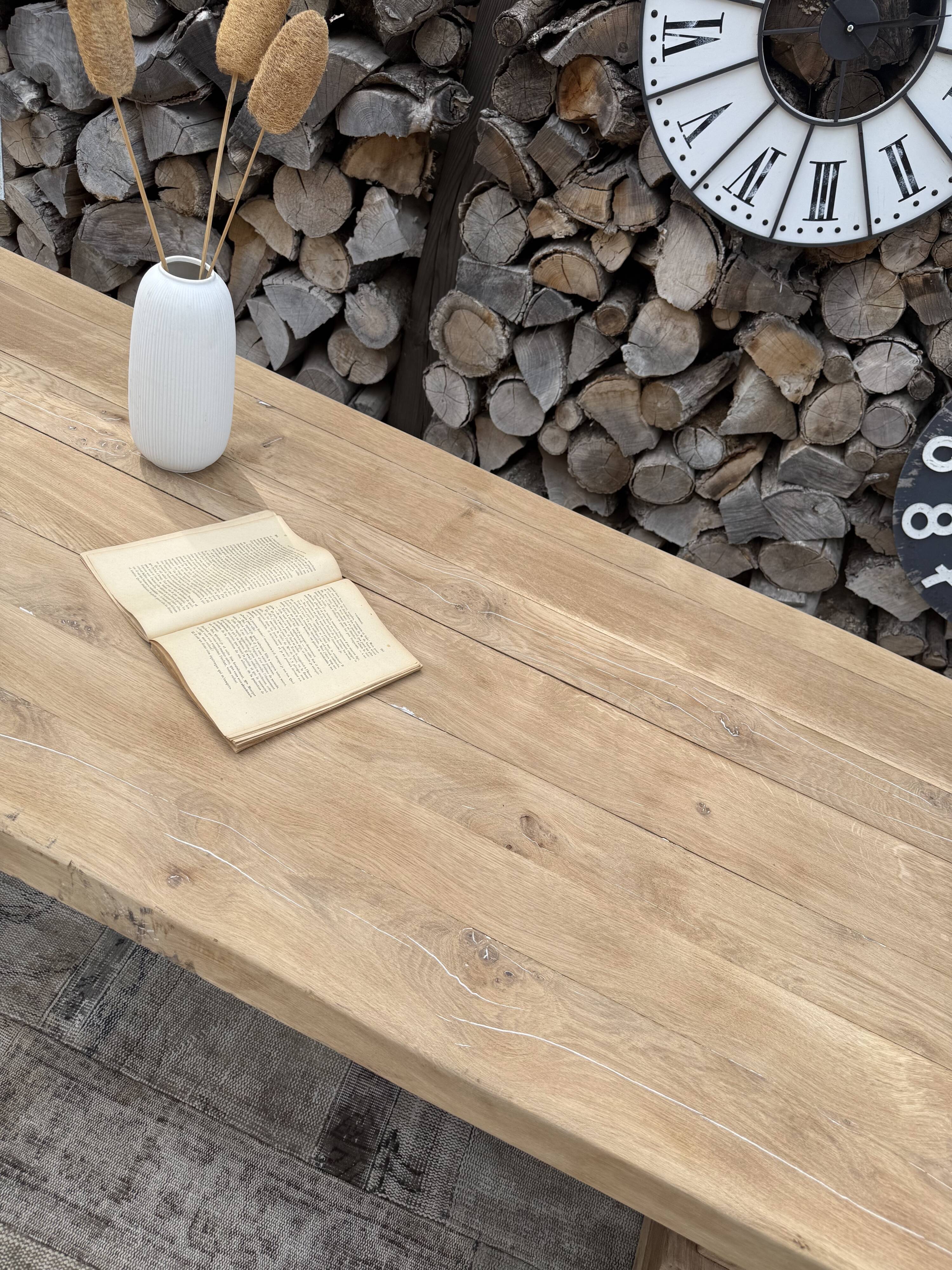Monastery table, solid oak, 220cm.