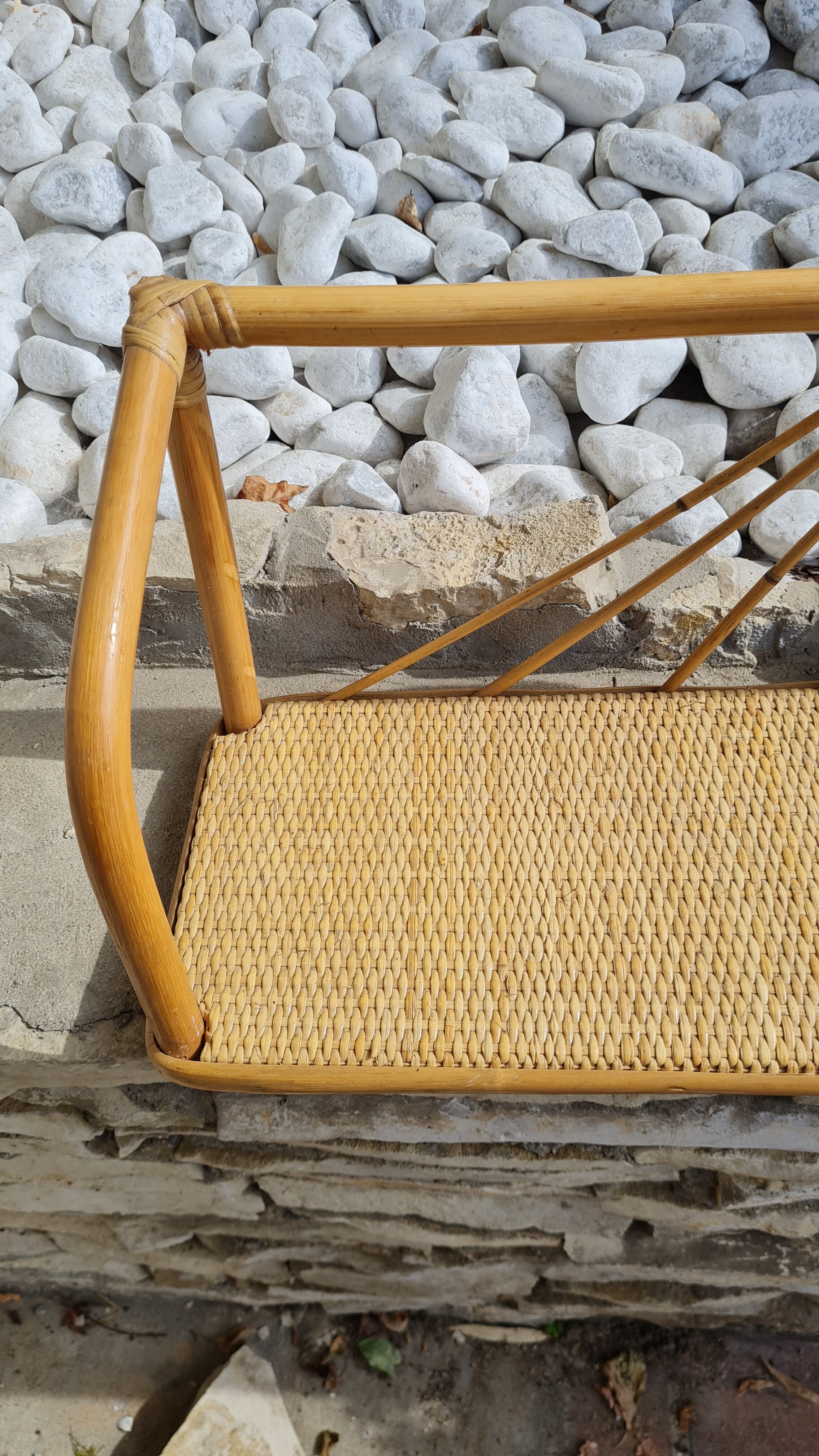 Bamboo and rattan wall shelf
