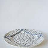 large round dish Gien blue and white striped 1960