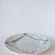large round dish Gien blue and white striped 1960