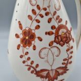 Pichet en porcelaine allemande peint à la main avec motif floral et bordure dorée