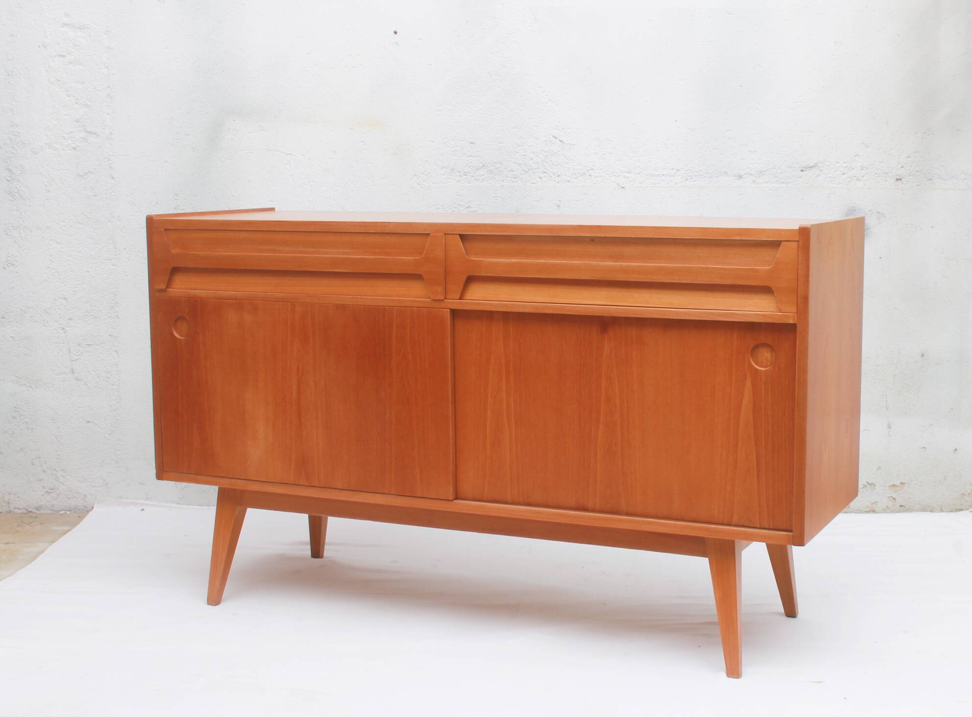 1950s sideboard in cherrywood with sliding doors