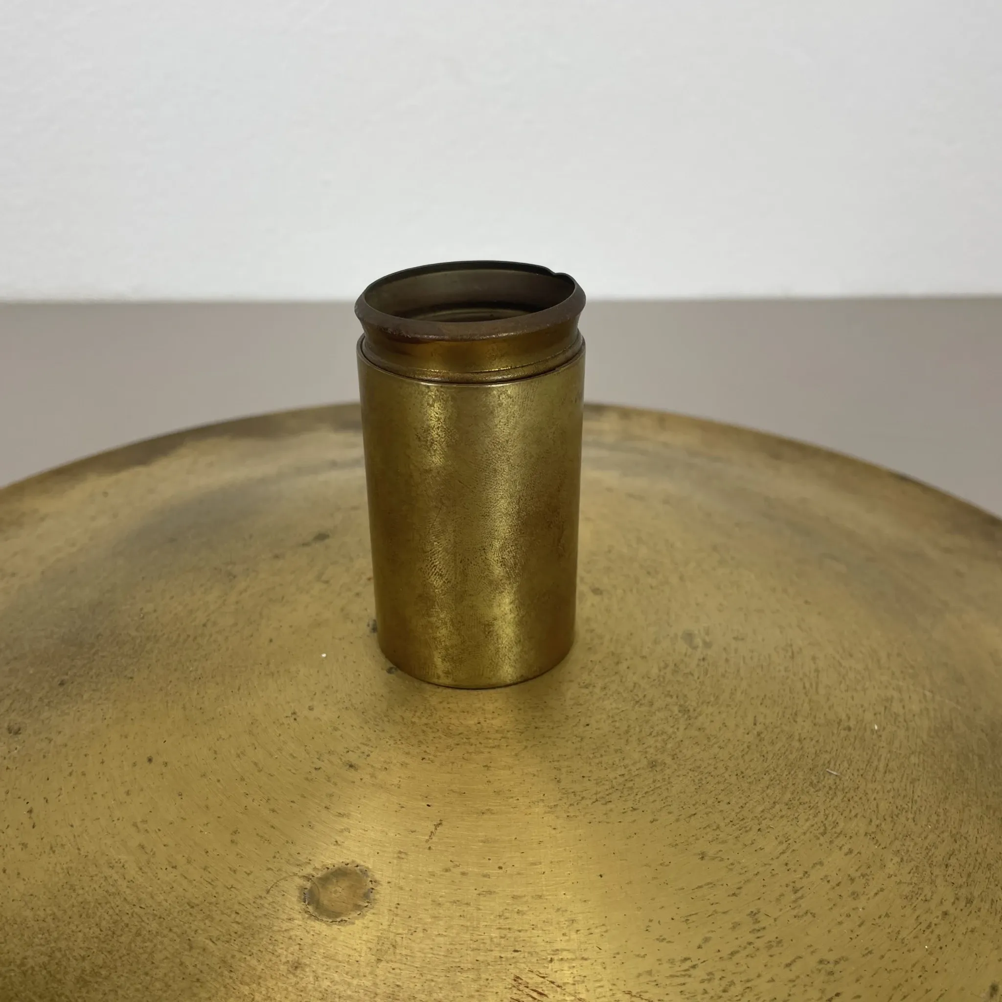 Wall-Ceiling Lamp made of Unique Brass in the Style of Gino Sarfatti, Flush Mount Lighting Italy 1950s