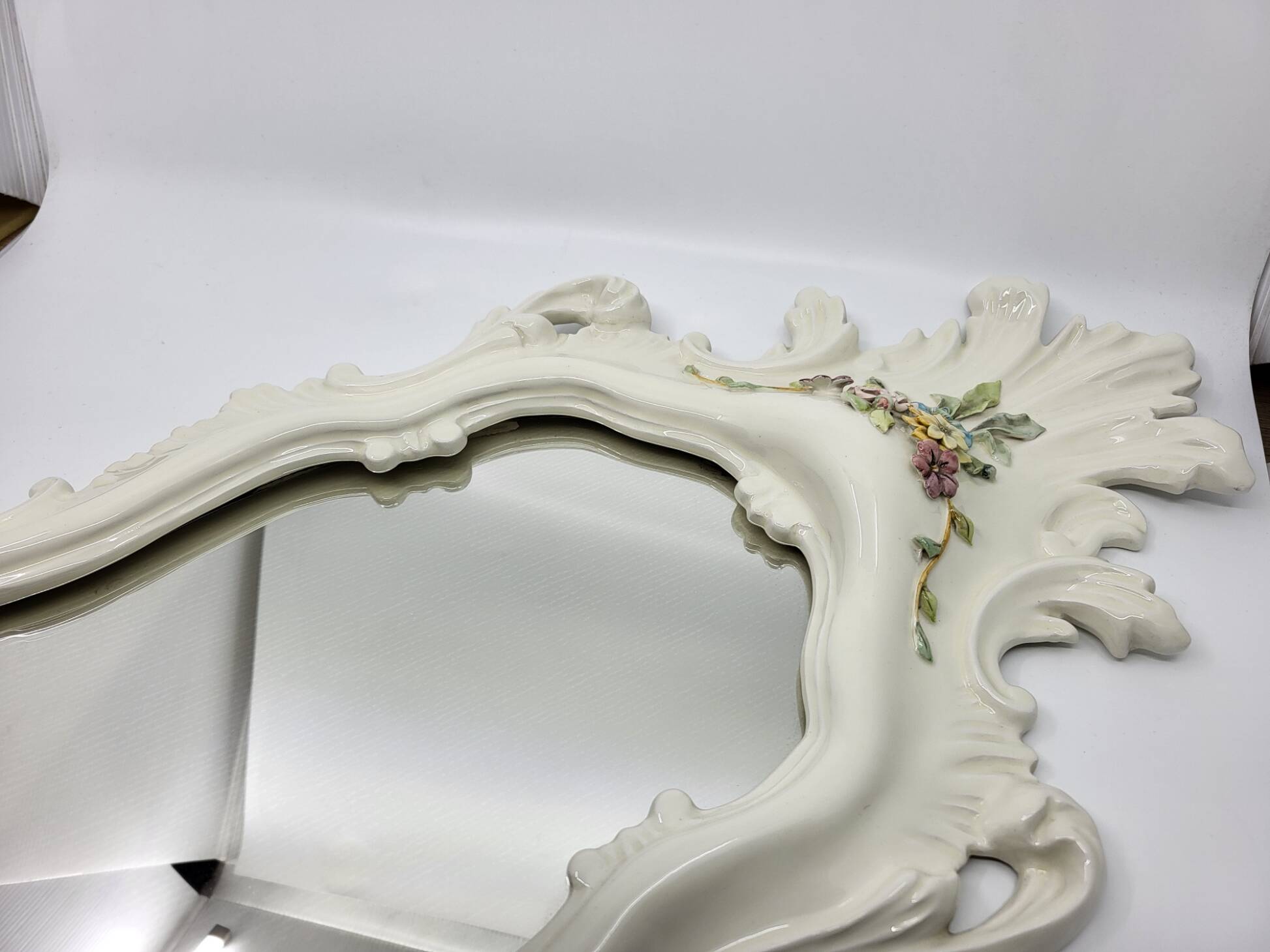 Farnesiana Mirror by Carlo Corvi in ceramic Italy 1950