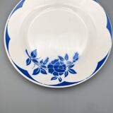 Series of 6 vintage art deco plates Digoin Sarreguemines Corsica blue flowers