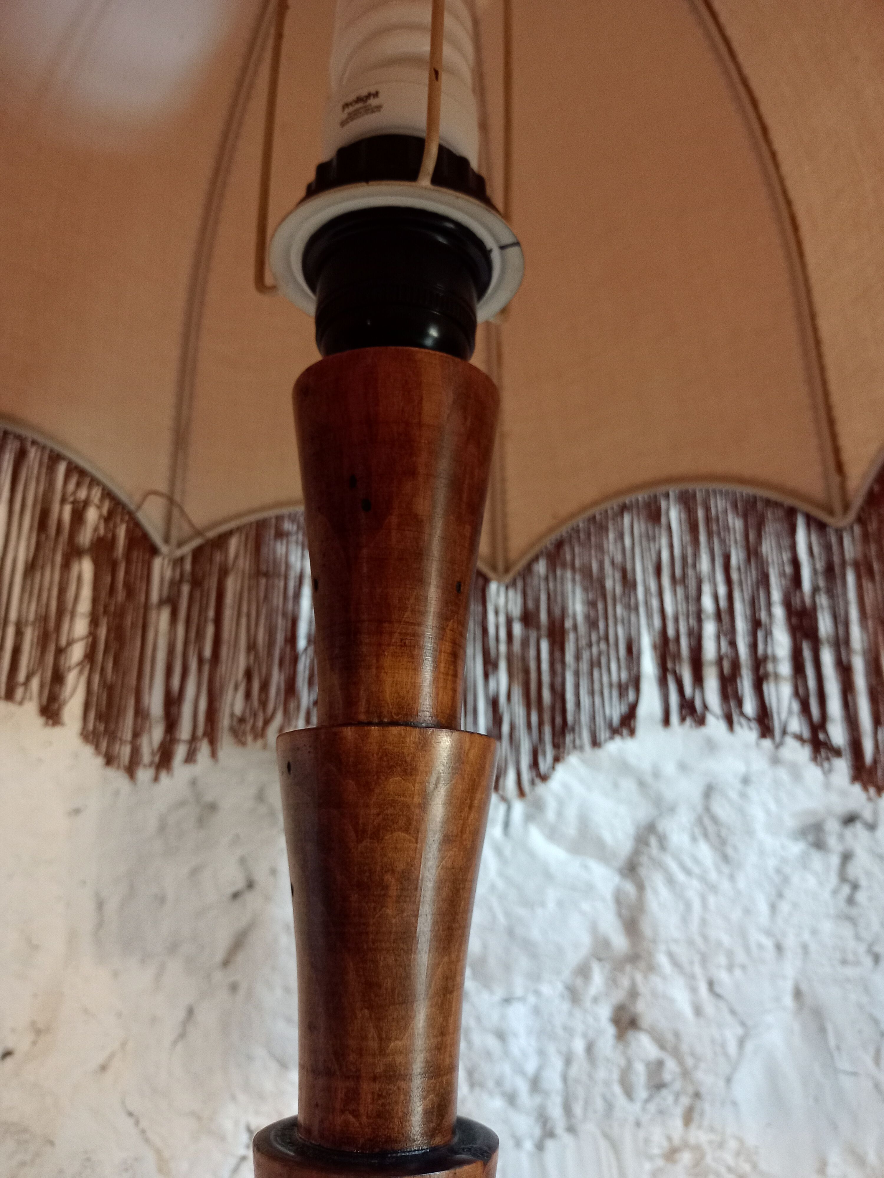 Wooden lamp turned in walnut