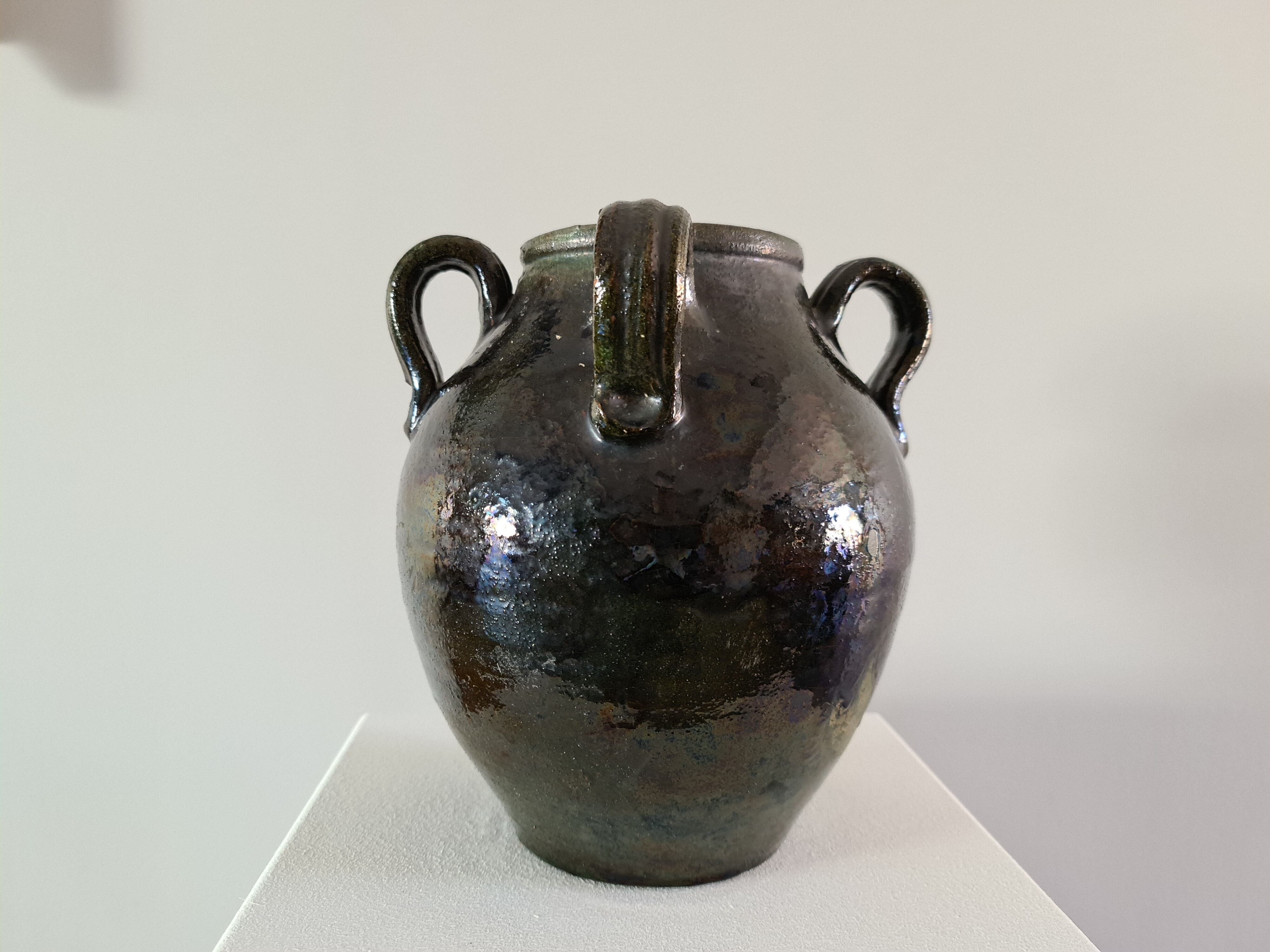 Enamelled terracotta jug vase 1900