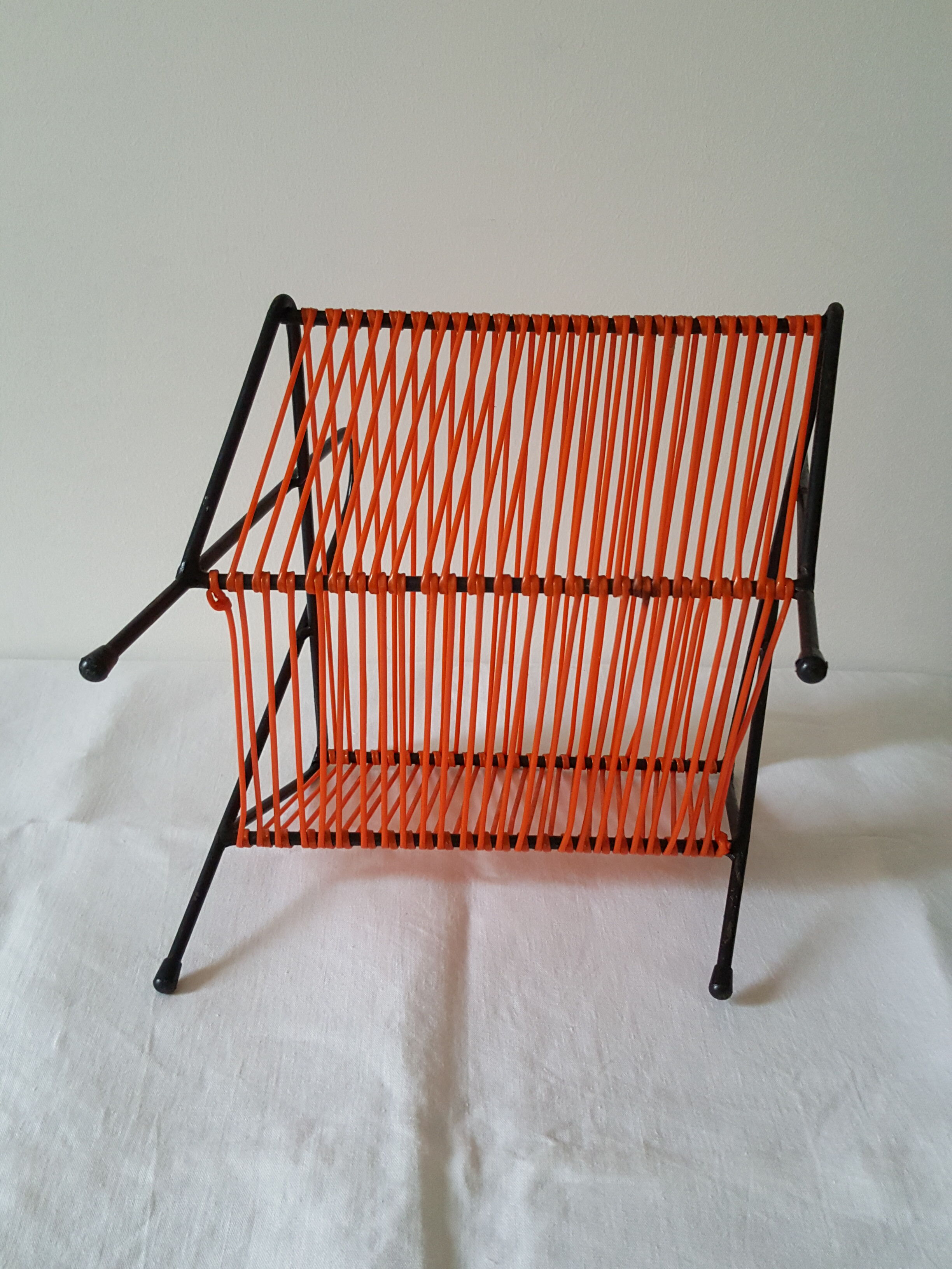 Porte vinyle métal et scoubidou années 60/70