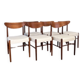 Set of 6 Scandinavian style Danish teak upholstered chairs. 1960s