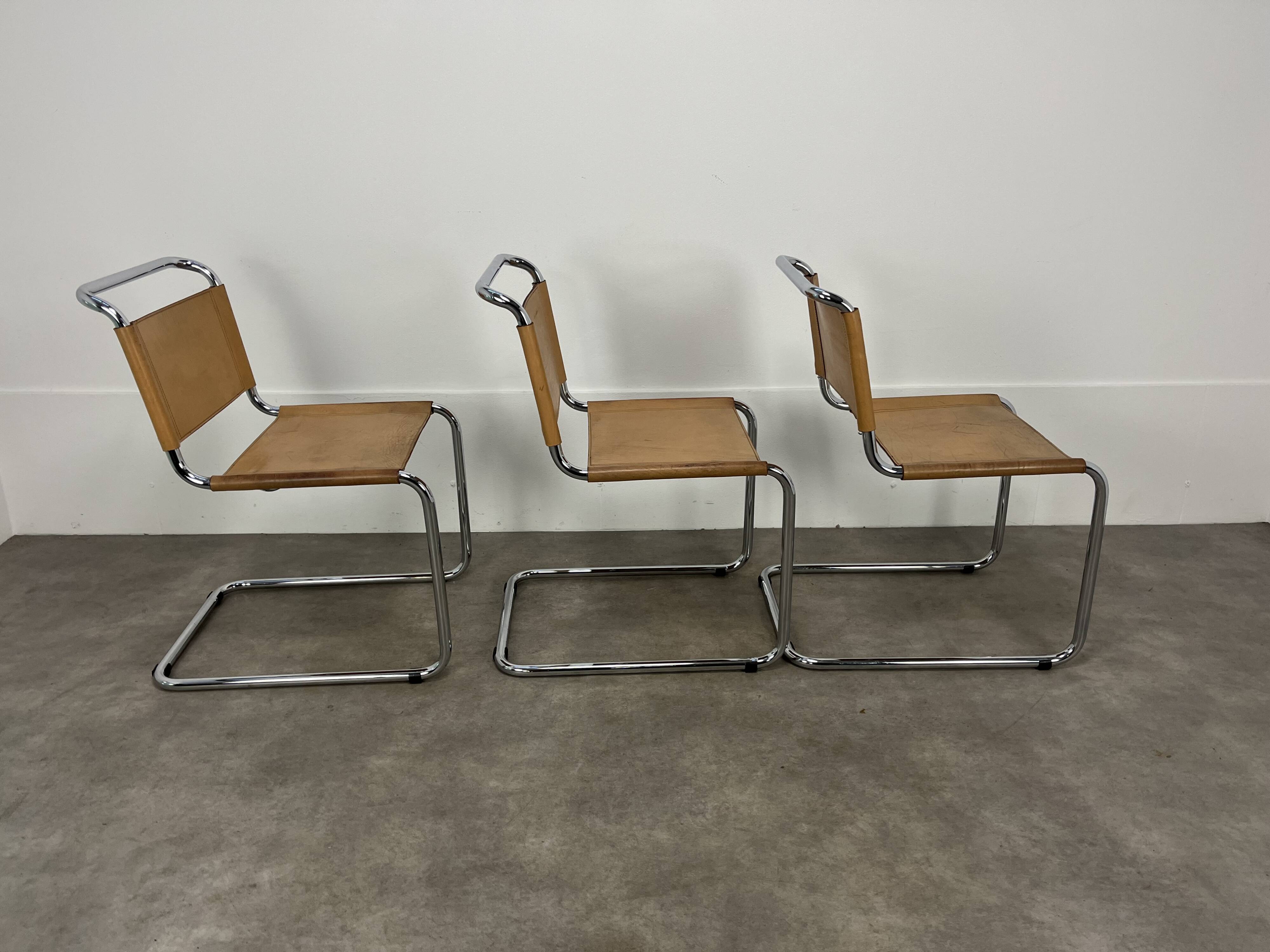 3 B33 Marcel Breuer chairs, 1980, leather