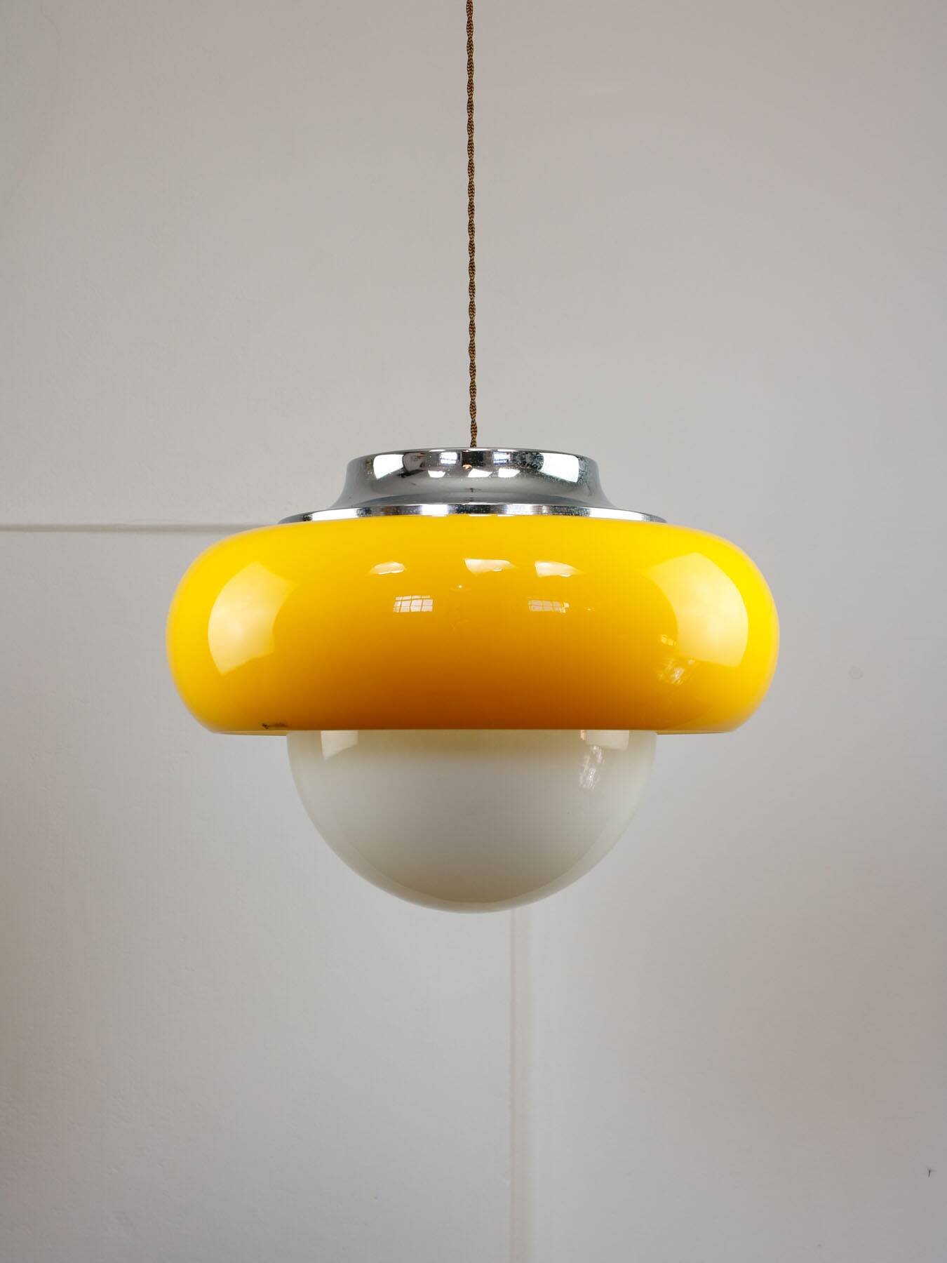 Large Space Age Model Best Pendant from Guzzini in Yellow, 1970s