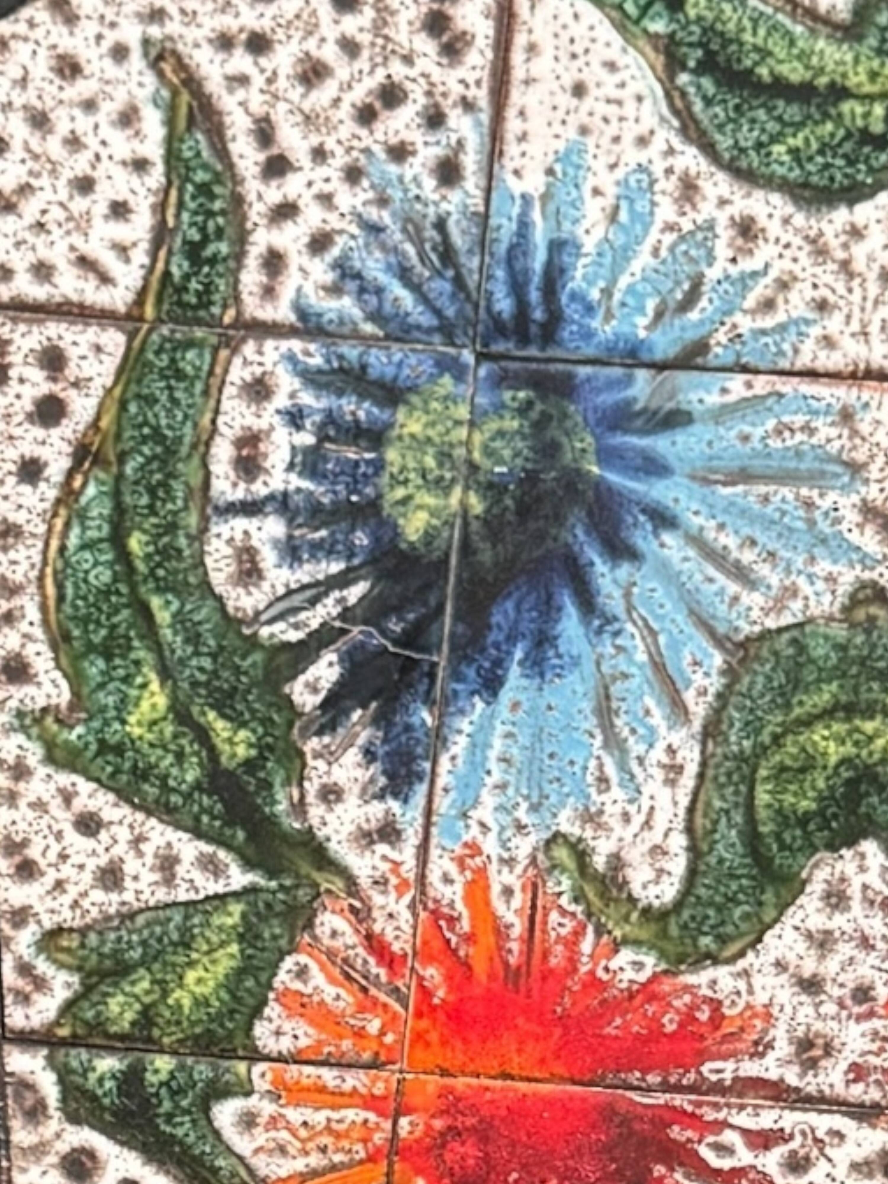 Vintage ceramic coffee table by Vallauris – floral and flat top