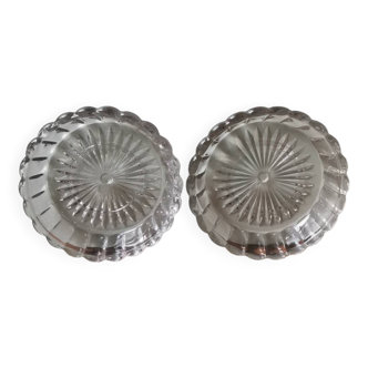 Set of 2 vintage molded glass plates