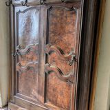 Ancien Portemanteau en Noyer massif et loupe de noyer du 19ème siècle