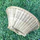 Large flat rattan basket