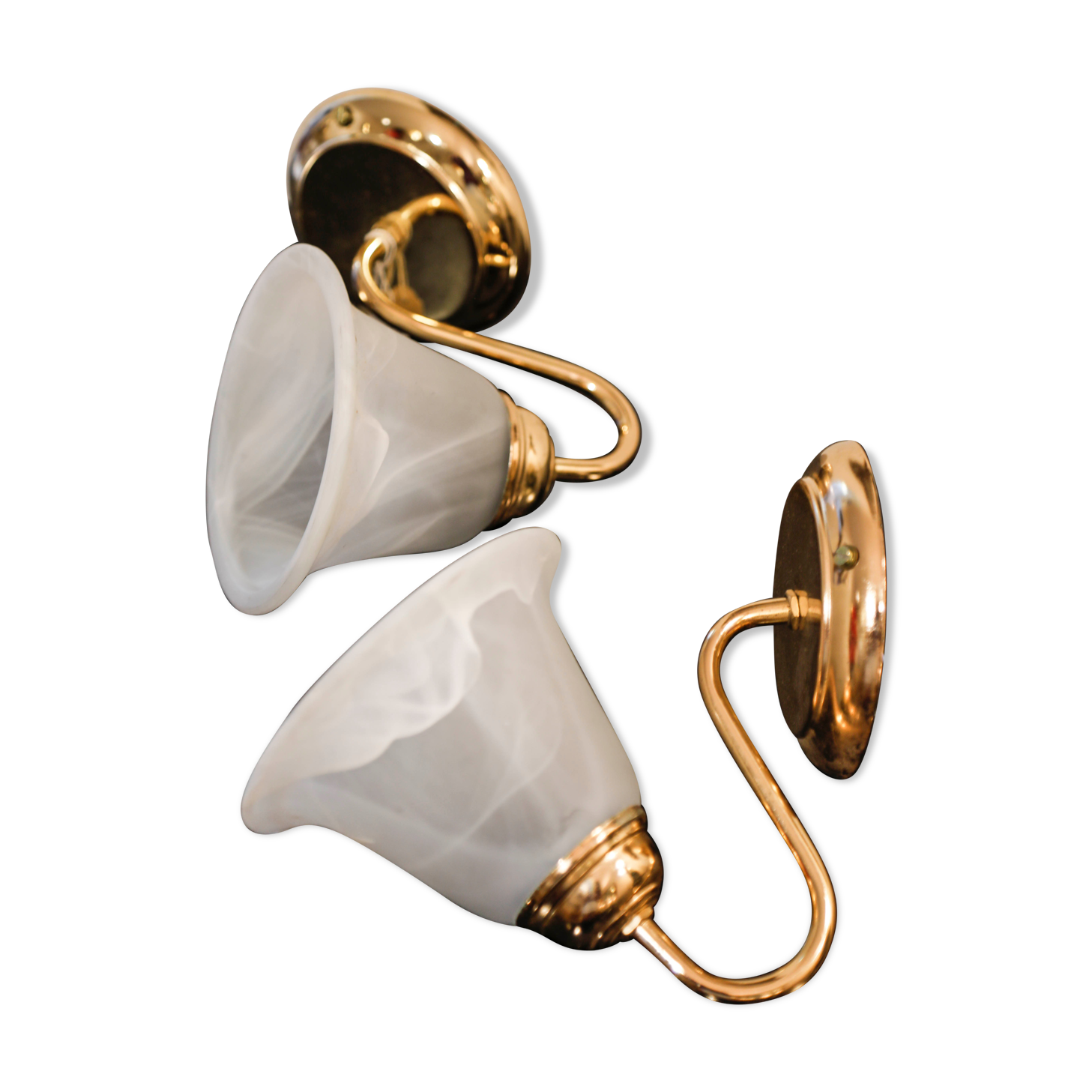 Pair of sconces marbled opaline tulip