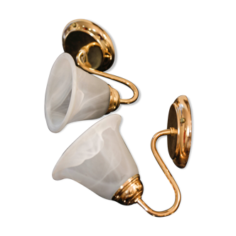 Pair of sconces marbled opaline tulip