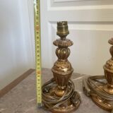 Antique Pair of Wooden Gilded Candle Holders 19th Century