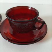 Set of cups and saucers Arcoroc Sierra ruby – 1970s