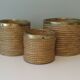 Ensemble de 3 cache-pots vintage en roseau et laiton, Italie 1970