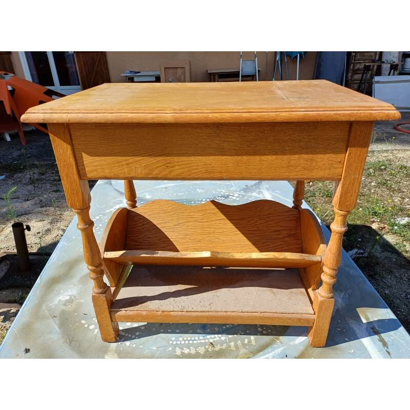 Bedside table, oak magazine rack